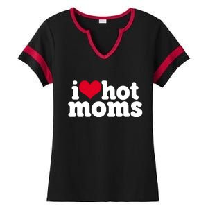 I Heart Hot Moms Funny Meme Ladies Halftime Notch Neck Tee