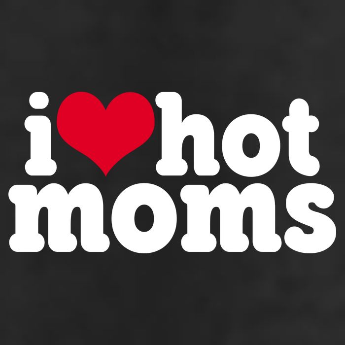 I Heart Hot Moms Funny Meme 7 Panel Mesh Trucker Snapback Hat