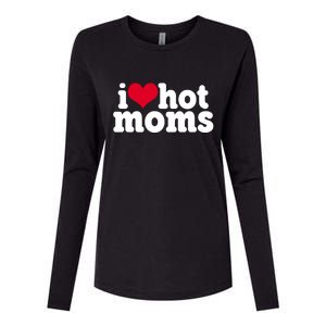 I Heart Hot Moms Funny Meme Womens Cotton Relaxed Long Sleeve T-Shirt