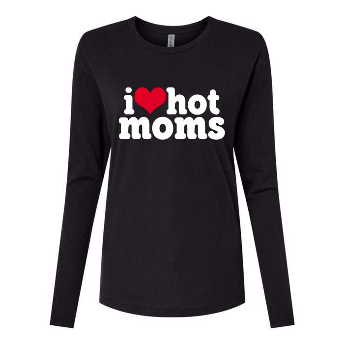 I Heart Hot Moms Funny Meme Womens Cotton Relaxed Long Sleeve T-Shirt