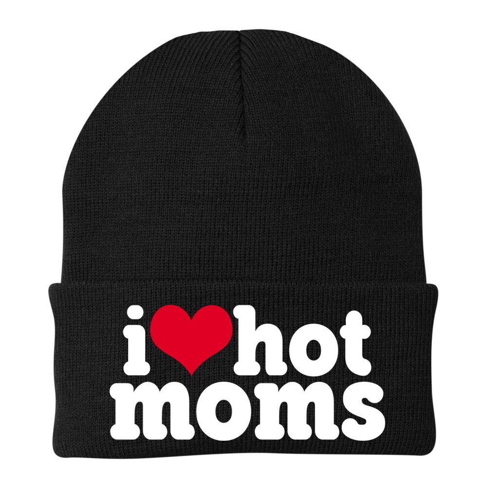 I Heart Hot Moms Funny Meme Beanie