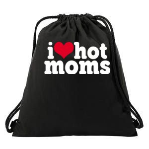 I Heart Hot Moms Funny Meme Drawstring Bag