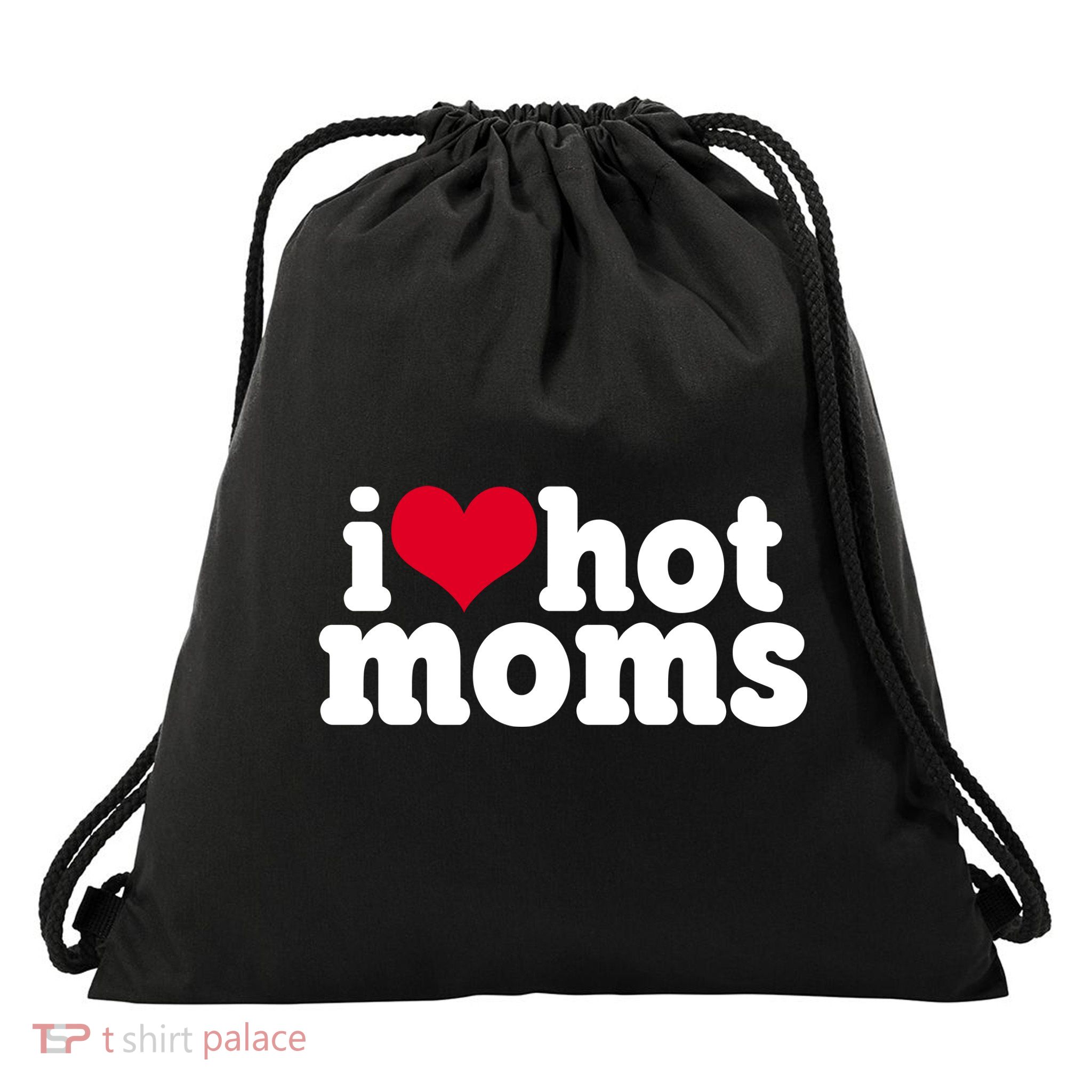 I Heart Hot Moms Funny Meme Drawstring Bag