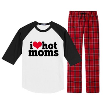 I Heart Hot Moms Funny Meme Raglan Sleeve Pajama Set