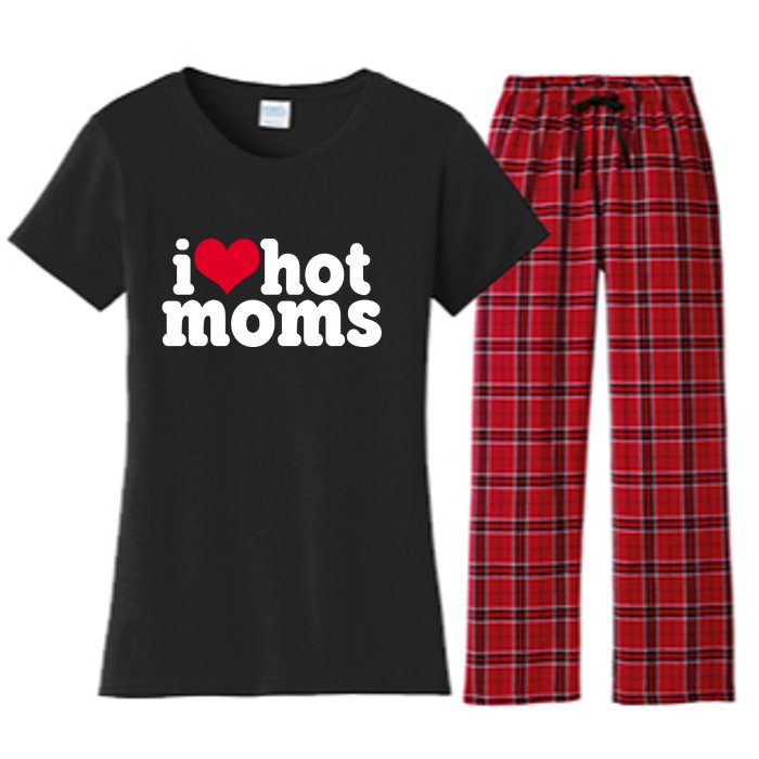 I Heart Hot Moms Funny Meme Women's Flannel Pajama Set