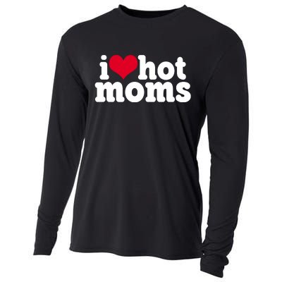 I Heart Hot Moms Funny Meme Cooling Performance Long Sleeve Crew