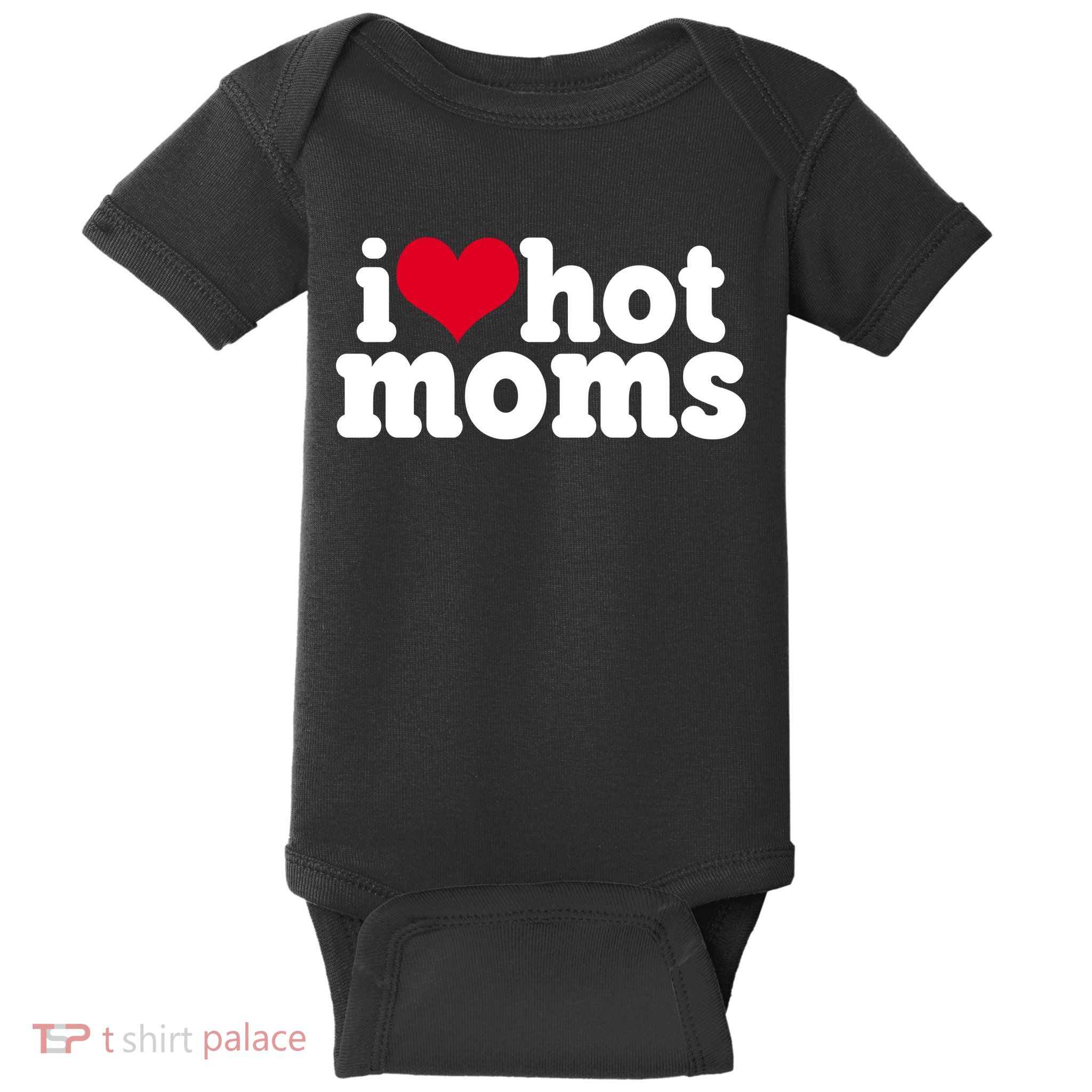 I Heart Hot Moms Funny Meme Baby Bodysuit