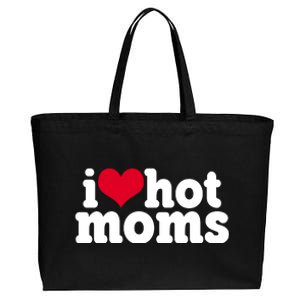 I Heart Hot Moms Funny Meme Cotton Canvas Jumbo Tote