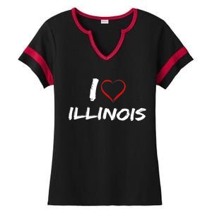 I Heart Illinois  Ladies Halftime Notch Neck Tee