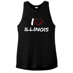 I Heart Illinois  Ladies PosiCharge Tri-Blend Wicking Tank