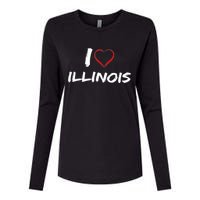 I Heart Illinois  Womens Cotton Relaxed Long Sleeve T-Shirt