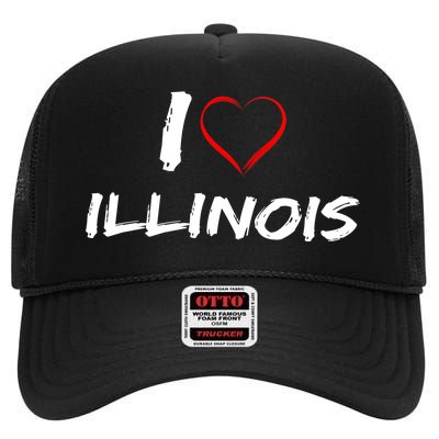 I Heart Illinois  High Crown Mesh Back Trucker Hat