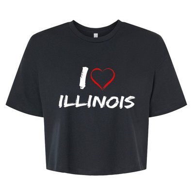 I Heart Illinois  Bella+Canvas Jersey Crop Tee