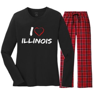 I Heart Illinois  Women's Long Sleeve Flannel Pajama Set 