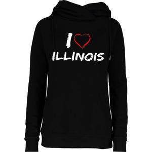 I Heart Illinois  Womens Funnel Neck Pullover Hood