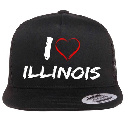 I Heart Illinois  Flat Bill Trucker Hat