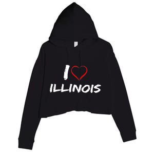 I Heart Illinois  Crop Fleece Hoodie