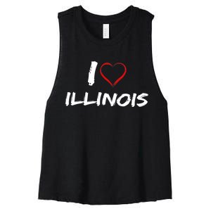 I Heart Illinois  Women's Racerback Cropped Tank