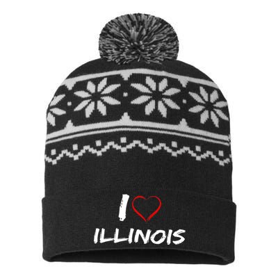 I Heart Illinois  USA-Made Snowflake Beanie