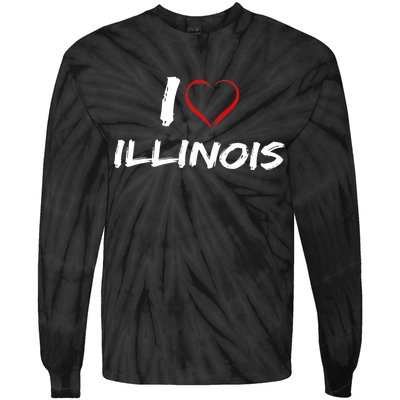 I Heart Illinois  Tie-Dye Long Sleeve Shirt