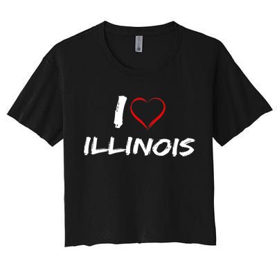 I Heart Illinois  Women's Crop Top Tee