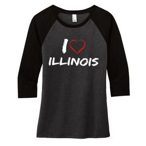 I Heart Illinois  Women's Tri-Blend 3/4-Sleeve Raglan Shirt