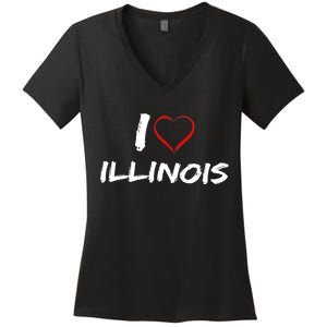 I Heart Illinois  Women's V-Neck T-Shirt