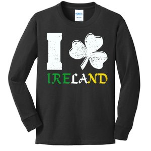 I Heart Ireland Irish Clover Kids Long Sleeve Shirt