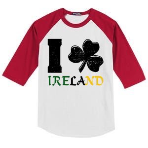 I Heart Ireland Irish Clover Kids Colorblock Raglan Jersey