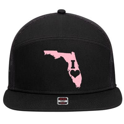 I Heart Love Florida State 7 Panel Mesh Trucker Snapback Hat