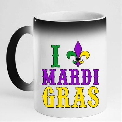 I Heart Mardi Gras 11oz Black Color Changing Mug