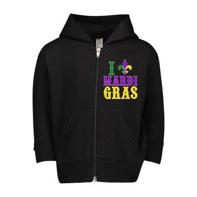 I Heart Mardi Gras Toddler Zip Fleece Hoodie