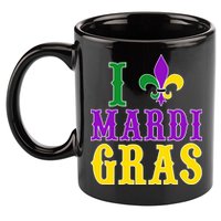 I Heart Mardi Gras 11oz C Handle Ceramic Mug