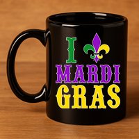 I Heart Mardi Gras 11oz C Handle Ceramic Mug