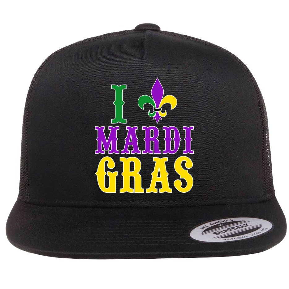 I Heart Mardi Gras Flat Bill Trucker Hat