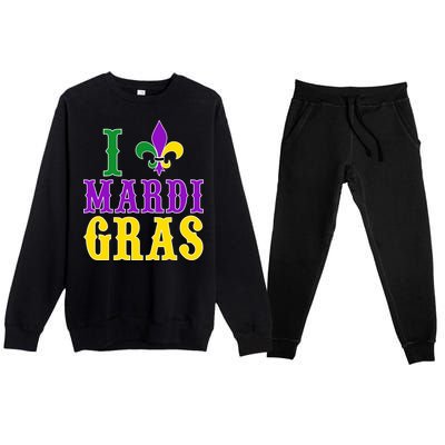 I Heart Mardi Gras Premium Crewneck Sweatsuit Set