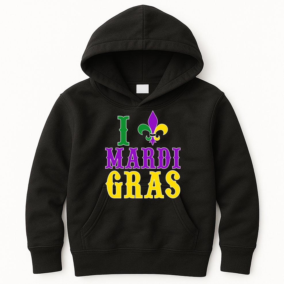 I Heart Mardi Gras Kids Hoodie