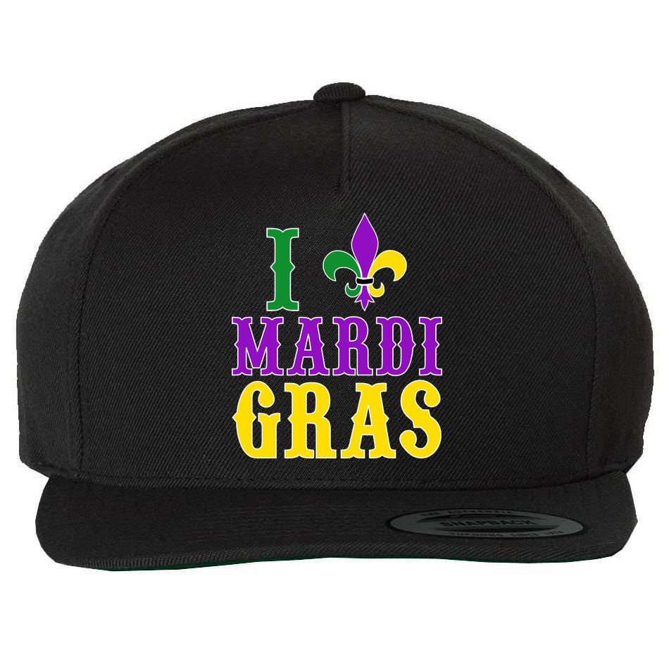 I Heart Mardi Gras Wool Snapback Cap