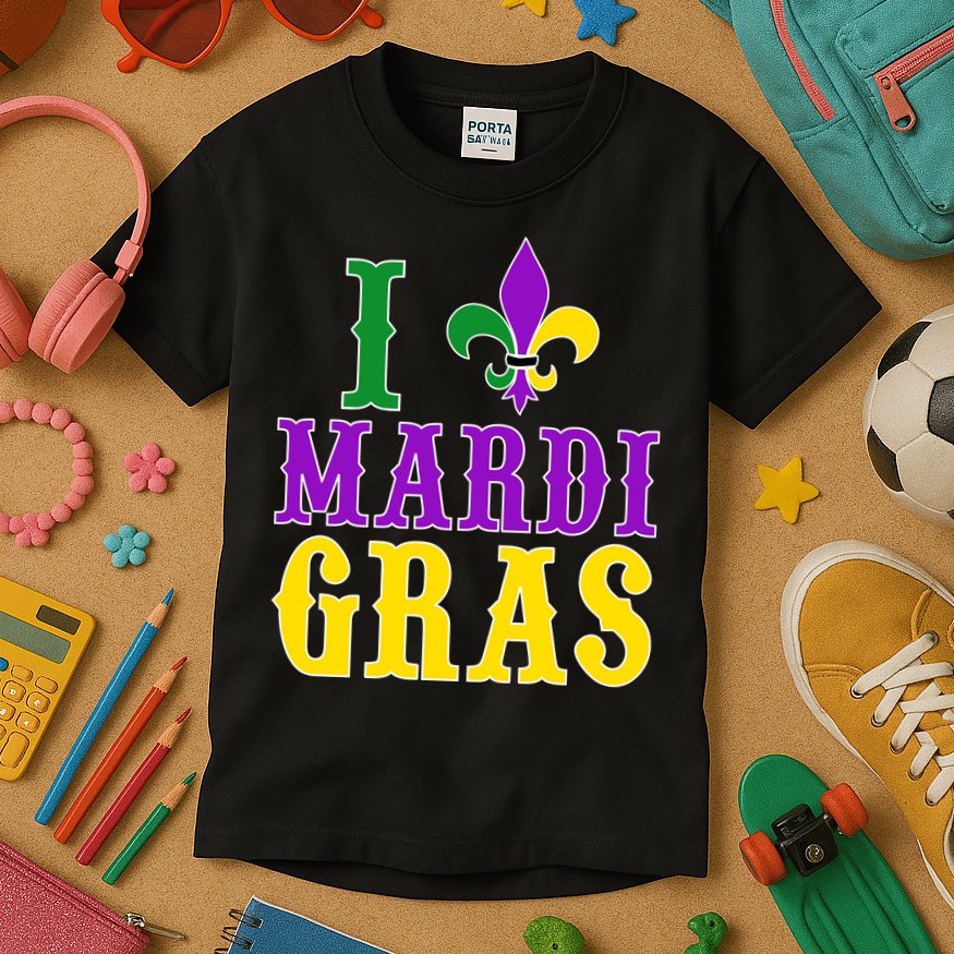 I Heart Mardi Gras Kids T-Shirt