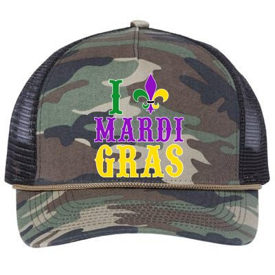 I Heart Mardi Gras Retro Rope Trucker Hat Cap