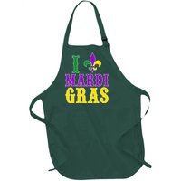 I Heart Mardi Gras Full-Length Apron With Pockets