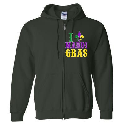 I Heart Mardi Gras Full Zip Hoodie