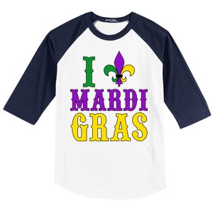 I Heart Mardi Gras Baseball Sleeve Shirt