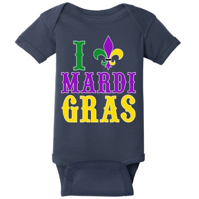 I Heart Mardi Gras Baby Bodysuit