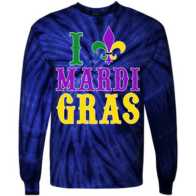 I Heart Mardi Gras Tie-Dye Long Sleeve Shirt