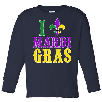 I Heart Mardi Gras Toddler Long Sleeve Shirt