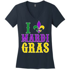 I Heart Mardi Gras Women's V-Neck T-Shirt