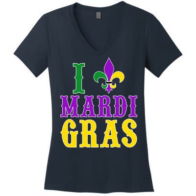 I Heart Mardi Gras Women's V-Neck T-Shirt