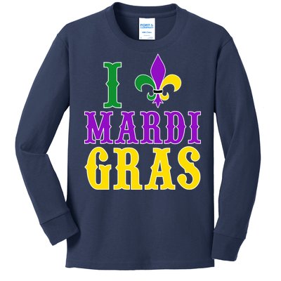 I Heart Mardi Gras Kids Long Sleeve Shirt