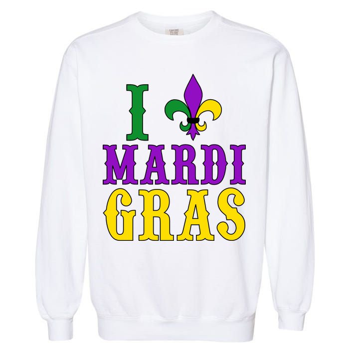 I Heart Mardi Gras Garment-Dyed Sweatshirt